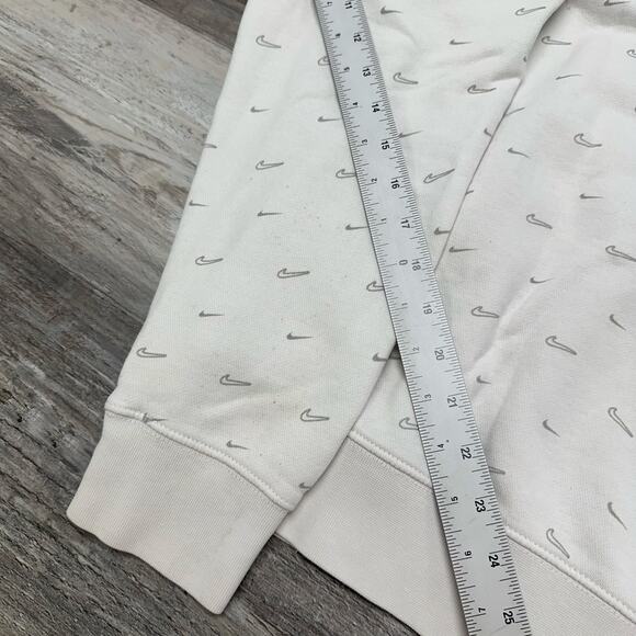 Nike Sportswear White Mens L Gray AOP Mini Swoosh Club Fleece Pullover‎ Hoodie - Picture 5 of 11